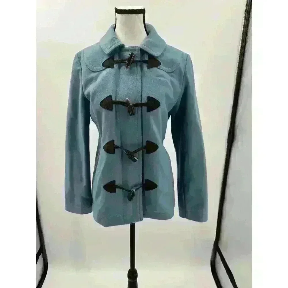 Gap Women's 60's Inspired‎ Blue Toggle Button Coat w/ Inner Zipper Coat Sz Small